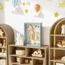 SZQINJI Shadow Box Frame 8x10 Shadow Box Small Deep Shadow Boxes Display Cases with Front Opening Vintage Lock Diamond Shape Door for Pet Memorial Keepsakes Wedding Flower Baby Graduation Blue