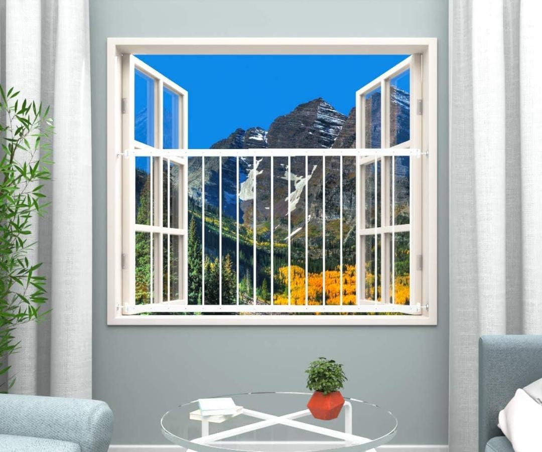 WAOWAO Window Safety Guards for Children Kids Child Toddler Pets Proof Extra Wide White Tension Security Window Guard Gate for Home Fit 36.22"-61.41" Sliding Windows (2 Piece)