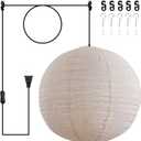 Plug in Hanging Lamp Lantern Linen Pendant Light 23.6in Off White
Oversized Japanese Japandi Wabi Sabi Lantern Hanging Lamp Chandelier for Living Dining Room Bedroom Rented Apartment 1 Pack