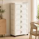 6-Tier Foldable Storage Cabinet with Doors and Locking Wheels
Tall white PP cabinet, 30 lb per tier; magnetic double doors, raised top tray, snap-fit tiers, and 360° locking wheels
