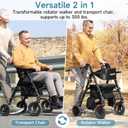 Walkers for Seniors, 2 in 1 Rollator Wheelchairs Combo 10" Big Wheels Walker with Seat, Rollator Transport Chair with Brakes Folding Rolling Walker for Adults, Black