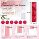 Red Cheesecloth Table Runner 6 Pack 35" Boho Gauze Runner 120 inches Long Runner Rustic Sheer Fabric Bulk for Baby Shower Wedding Bridal Birthday Party Table Decorations, 35" x 10Ft