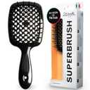 Janeke Superbrush Detangling Brush for Soft Smoothing Hair Brushing with Anti-Static Bristles - Vented Wet Hair Brush for Blow Drying Use - Perfect for Curly, Thick, Wavy, Fine Hair Types (Black)