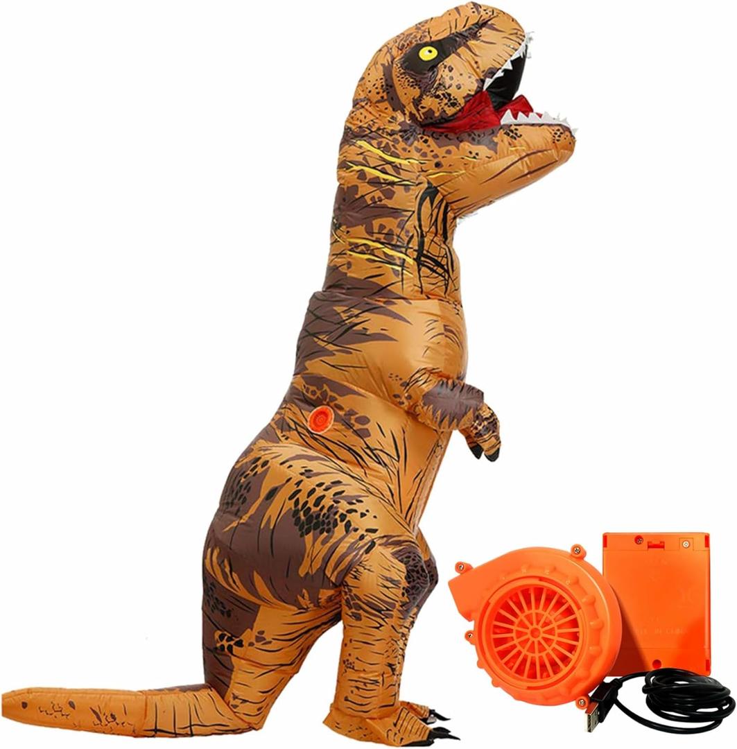 Kids Inflatable T-Rex Dinosaur Costume, Blow Up Dino Costume for Boys & Girls, Halloween