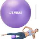 jjshund Pilates Ball, 9 Inch Small Exercise Mini Soft Workout Yoga Ball with Exercise Guide, for Home Gym Yoga, Pilates, Core Training, Workout, Balance, Stability (25 cm, Purple)