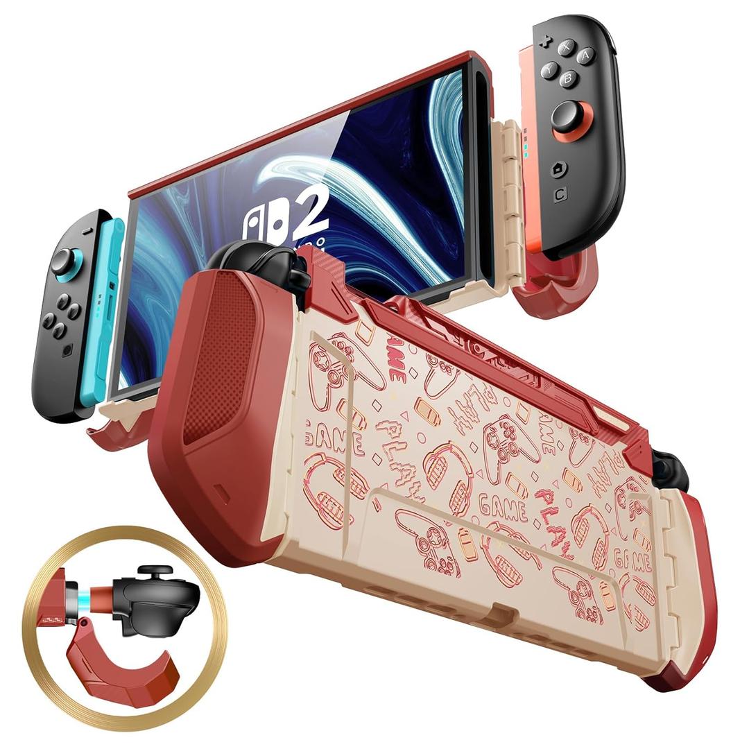 Mumba Dockable Case for Nintendo Switch 2 [2025 Blade Series] TPU Switch 2 Grip Protective Cover, Ergonomic Accessories for Console with Quick-Release Design for Switch 2 Joy Con Controllers (Arcade)