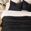EverGrace Luxury Velvet Quilt Bedding Set Full Queen Size 3 Pieces with Pillow Shams, Soft Cross-Stitch Velvet Comforter Set, Lightweight Coverlet Bedspread for All Seasons, Black
