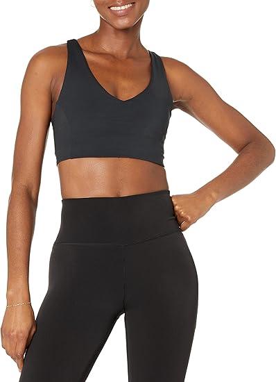 Amazon Essentials Women's Active Sculpt V-Neck Medium Support Sports Bra, Black 4XL 