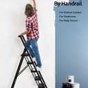 5 Step Ladder, Lightweight Folding Step Stool withConvenient Handgrip,Aluminum 330lbs Capacity Step Ladderfor Office,Household,Kitchen(Black)