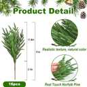 16 Pcs Artificial Norfolk Pine Branches - Real Touch Pine Stems Fake Plants Pine Picks Faux Greenery Stems for Vase DIY Crafts Garland Wreath Christmas Indoor Outdoor Home Decor