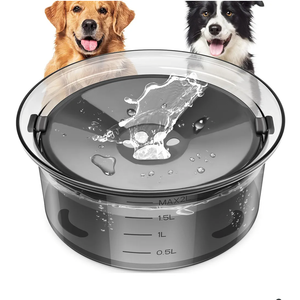 2L/70oz Dog Water Bowl No Spill Slow Water Feeder,Large Capacity Pet Water Dispenser,Pet Water Bowl for Vehicle/Outdoor/Indoor(Grey)
