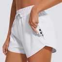 Women's Running Shorts High Waisted Quick Dry Athletic Shorts Sports Workout Gym Track Drawstring Shorts with Pockets (White, XL)