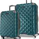 Kenneth Cole REACTION Diamond Tower Collection Lightweight Hardside Expandable 8-Wheel Spinner Travel Luggage, Deep Teal, 2-Piece Set (20" & 28")