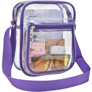 USPECLARE Clear Purse Bag for Stadium Events Clear Messenger Bag for Men and Women (Purple)