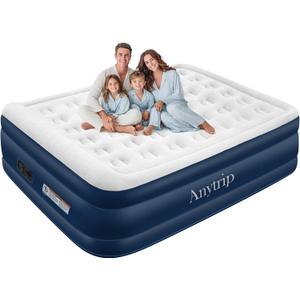 Queen Air Mattress with Built-in Pump Raised,18.5" Leakproof Blow Up Mattress,Portable Inflatable Air Bed with Waterproof Flocking Top for Home,Camping and Guests