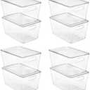 Vtopmart 8 Pack Clear Stackable Storage Bins with Lids, Large Plastic Containers with Handle for Pantry Organization and Storage, Perfect for Kitchen, Fridge, Cabinet, Bathroom Organizer