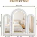 Trifold Vanity Mirror with LED Lights 30"Hx37"W, 3 Way Large Makeup Mirror for Tabletop or Wall Mount, Arched Decorative Cosmetic Mirror, Countertop Mirror, Smart Touch, 3 Colors Dimmable, Wood Frame