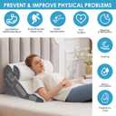 MEGCXIT 3PCS Bed Wedge Pillow for Headboard, Adjustable Wedge Pillow for Sleep Apnea, 23 Wide Triangle Pillow Wedge Set for After Surgery, Acid Reflux Relief, Snoring, Neck & Back Support, White/Grey