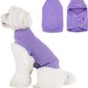 Soft Fleece Dog Sweatshirt - Warm Dog Sweaters for Small Medium Dogs Cats Cold Weather - Cat Sweater Pullover Stretchy Hoodie Easy On - Comfortable Dog Winter Clothes Pet Sweaters Vest for Doggie (Purple), XL