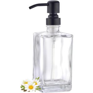 Square Glass Soap Dispenser, Anti-Rust Soap Dispenser, High-Grade Transparent Refillable Manual Black (13.5 OZ) Square Glass Soap Dispenser, Anti-Rust Soap Dispenser, High-Grade Transparent Refillable Manual Black (13.5 OZ)