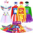 Girls Dress up Trunk Girl Pretend Play Costumes,12pcs Role Play Set with Supergirl Hero Costumes for Toddler Little Girl's Ages 3 4 5 6 Years