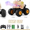 DYODYORC Remote Control Car, 2.4Ghz All Terrain Dinosaur Monster Truck Toys, RC Truck with Spay, Music, 3 Lighting Effects, Stunt Capable, Toy Gifts for Boys and Girls (Beige)