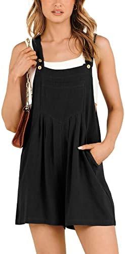 ANRABESS Women's Summer Casual Rompers Bib Short Overalls Loose Linen Jumpsuit Beach Outfits Travel Vacation Clothes, S