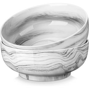 MALACASA Salad Bowls, 114 OZ(10") Extra Large Serving Bowls Set of 2, Porcelain Marble Grey Bowls Set for Soup, Salad, Ramen and Fruit, Dishwasher& Microwave Safe, Series REGULAR