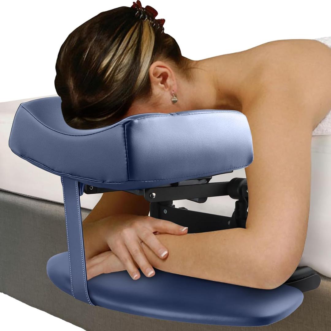 TOROKOM Adjustable Headrest Massage Kit, Face Pillow Cradle | Support Bracket, Hanging Arm Rest, Square Face Pillow for Sleeping Mattress Top(Blue)