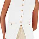 PRETTYGARDEN Women's 2026 Spring Sweater Vest Sleeveless Button Down Knit Cardigan Tank Tops Summer Business Casual Outfits (White,Medium) 