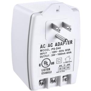 Hotop 1 Pack 24 Volt Transformer, 40 VA AC Transformer Plug in with PTC Fuse Compatible with All Versions of Ring Doorbell and Thermostat, Compatible with Nest, Ecobee, Sensi/Honeywell/24V Adapter