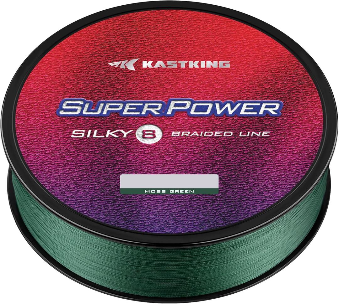 KastKing SuperPower Braided Fishing Line - Abrasion Resistant Braided Lines  Incredible Superline  Zero Stretch  Smaller Diameter  A Must-Have! (10LB(150 Yds), X8-Moss Green)