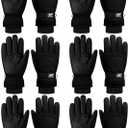 Bencailor 6 Pairs Mens Winter Snow Gloves Women Warm Waterproof Ski Mittens Adjustable for Adult Cold Weather (Small, Black)