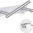 Brushed Nickel Toilet Paper Holder, Adhesive or Screw Toilet Roll Holder Wall Mount, SUS304 Stainless Steel Double Post Pivoting Toilet Roll Holder for Bathroom, Kitchen, Washroom