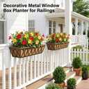 HFHOME 24 inch Railing Planter Box with Coco Liner, 24" Dia Window Box Trough with Coconut Coir Liners, Black Metal Hanging Flower Planter Basket for Indoor Outdoor Lawn - Set of 4, X Shape-4 PCS