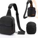 Cwatcun Camera Sling Bag Compact Small Camera Case, Waterproof Canvas Crossbody Camera Bag with Rain Cover, Travel Photography Bag for Canon, Nikon, Sony, Fuji DSLR/SLR/Mirrorless Cameras, Lens (Black)