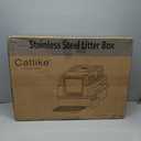 CATLIKE 2026 Upgrade 152L XXXL Stainless Steel Cat Litter Box - 3-Layer Urine Leak-Proof, Enclosed Design w/Charcoal Filter for Maine Coon & Multi-Cat Homes, Includes Metal Scoop & Mat (Silver Light Grey)