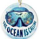 Scuba Diving Ornament 2025, Ornaments for Christmas Tree Decor, Xmas Gifts for Scuba Divers Friends, Women, Men, Double Sided Ceramic Ornaments for Christmas Hanging Decorations