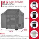 Unicook 55 Inch Grill Cover for Outdoor Grill, Heavy Duty Waterproof Gas BBQ Cover, Outside 3-4 Burner Barbecue Covering for Weber, Char-Broil, Nexgrill, All Weather Resistant, Grey