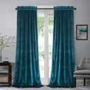 Roslynwood 120 inches Long Peacock Blue Curtains Velvet Drapes Light Blocking Patio Door Curtain Rod Pocket Set for Holiday Party Decor, W52 x L120, 2 Panels (52"W x 120"L (Pack of 2))