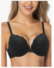 Wingslove Women's Push Up Bra Lace Comfort Padded Add 1 Cup Plunge Underwire Bras Lift Up 38B