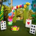 Alice Party Decorations Wonderland Yard Decor,Garden Tea Party Decorations Yard Stakes Stand Set, 1 Set Stacked Teacups and 1 Set Teapot with Brackets