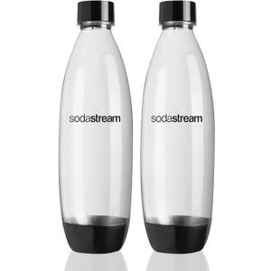 SodaStream Sparkling Water Machines Bottles 1 Twin Pack, 2 x 1 Litre, Black