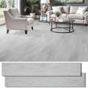Peel and Stick Floor Tile, INMOZATA Self Adhesive Vinyl Plank Flooring Tile Wood Grain Look 36-Pack 54 Sq.Ft Waterproof Tile Sticker for Bedroom, Living Room, Kitchen, RV(Light Gray) (36 x 6 inches)
