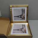 Hongkee 10x10 Picture Frame Set of 2, Made of Real Glass and Gold Wooden Frame - Display Square 8x8 with Mat or 10x10 Without Mat, 10 by 10 Photo for Wall or Tabletop