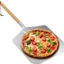 Long Metal Pizza Peel with Wooden Handle for Indoor & Outdoor Grill Oven, 12 x 14 inch Pizza Baking Spatula Paddle for Baking Bread Pies, 36 Inch Long
