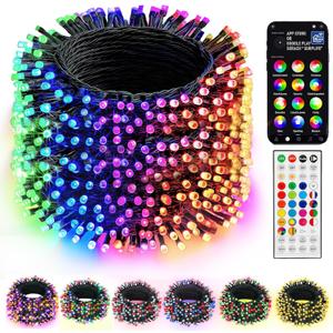 Dazzle Bright Smart Christmas String Lights, 164FT 500 LED RGB Color Changing String Lights with Remote & App Controlled, Halloween Decorations for Indoor Outdoor Holiday Xmas Tree Party Decor (RGB (Red, Green, Blue))