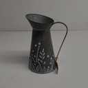 Vintage Galvanized Metal Pitcher Vase, Farmhouse Rustic Flower Vase with Handle, Decorative Floral Milk Jug Vase for Home Dcor, 10.8H