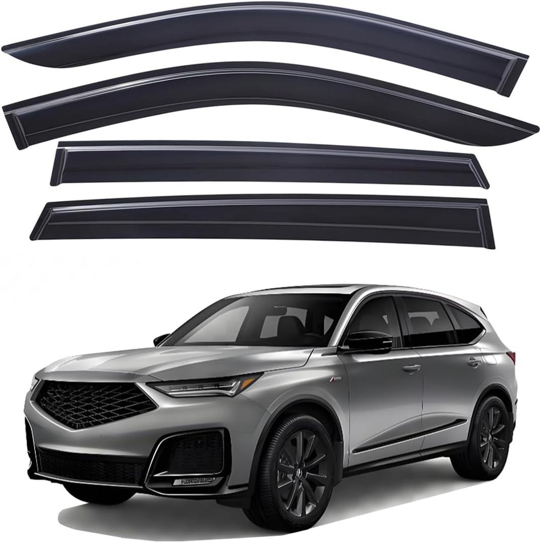 Lightronic Extra Durable Outside-Mount Off-Road Auto Vent Window Visors, Fits 2022-2025 Acura MDX, UV Protection Rain Guards, Original Wind Deflectors, Smoke, 4-Pcs