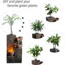 Tabletop Indoor Water Fountain 3-Tier Rock Waterfall Fountain with Warm LED Light and DIY Planting Pot Relaxing Small Water Feature for Desk or Home Decor (23061)